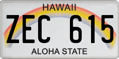 HI license plate ZEC615