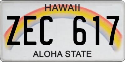 HI license plate ZEC617