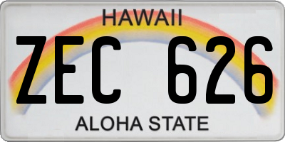 HI license plate ZEC626