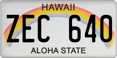 HI license plate ZEC640
