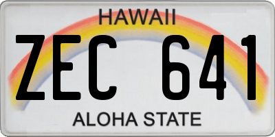 HI license plate ZEC641