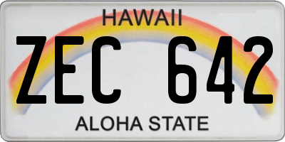 HI license plate ZEC642
