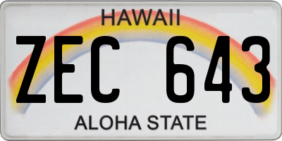 HI license plate ZEC643