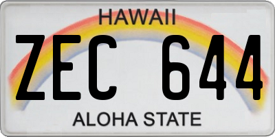 HI license plate ZEC644