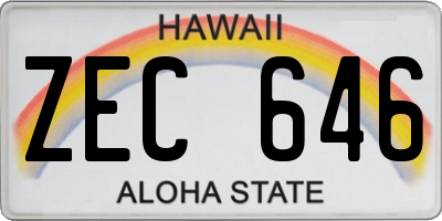 HI license plate ZEC646