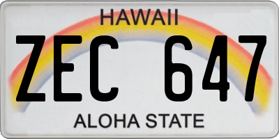 HI license plate ZEC647