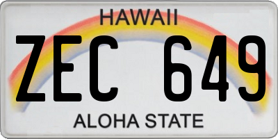 HI license plate ZEC649