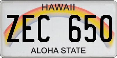 HI license plate ZEC650