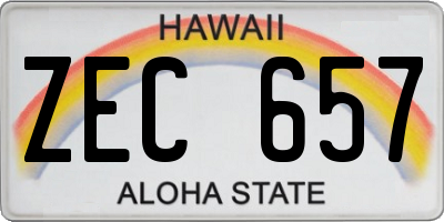 HI license plate ZEC657