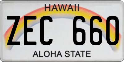 HI license plate ZEC660