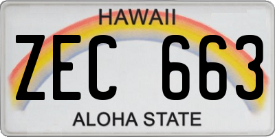 HI license plate ZEC663