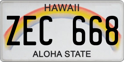 HI license plate ZEC668
