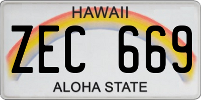 HI license plate ZEC669