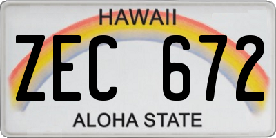 HI license plate ZEC672