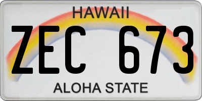 HI license plate ZEC673