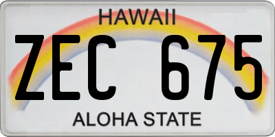 HI license plate ZEC675