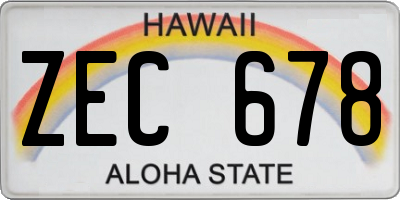 HI license plate ZEC678