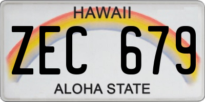 HI license plate ZEC679