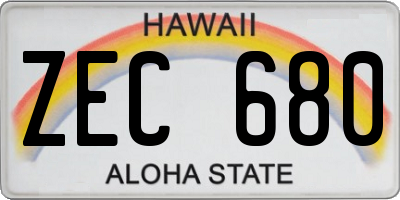 HI license plate ZEC680