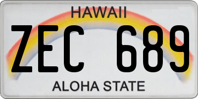 HI license plate ZEC689
