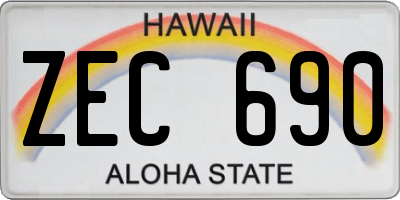 HI license plate ZEC690
