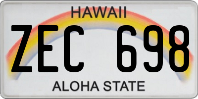HI license plate ZEC698