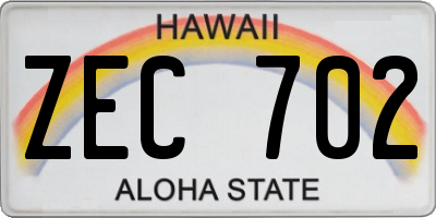 HI license plate ZEC702