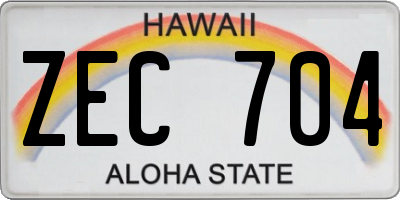 HI license plate ZEC704