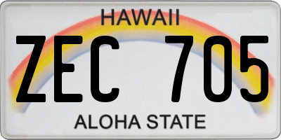 HI license plate ZEC705
