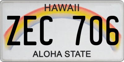 HI license plate ZEC706