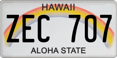 HI license plate ZEC707