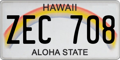 HI license plate ZEC708