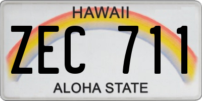 HI license plate ZEC711