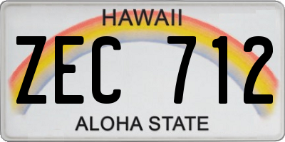 HI license plate ZEC712