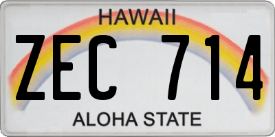 HI license plate ZEC714