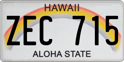 HI license plate ZEC715