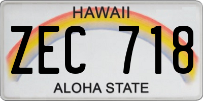 HI license plate ZEC718
