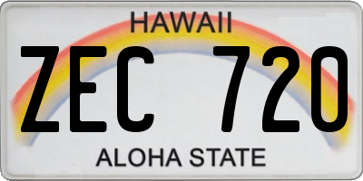 HI license plate ZEC720