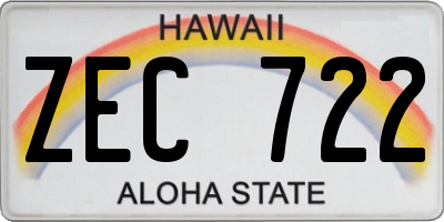 HI license plate ZEC722