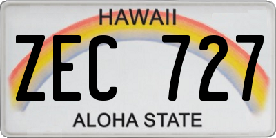 HI license plate ZEC727