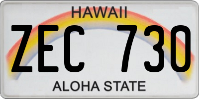HI license plate ZEC730