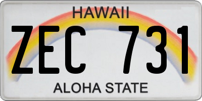 HI license plate ZEC731