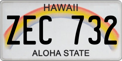 HI license plate ZEC732