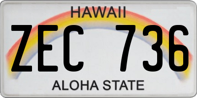 HI license plate ZEC736
