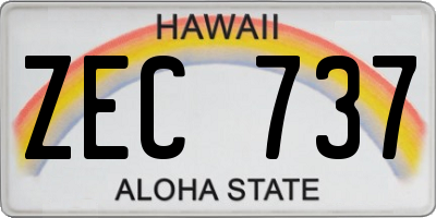 HI license plate ZEC737