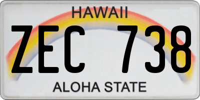 HI license plate ZEC738