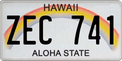 HI license plate ZEC741