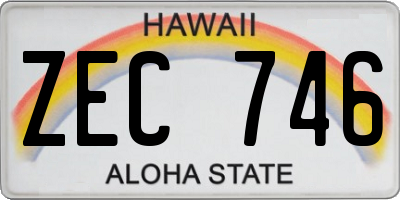 HI license plate ZEC746