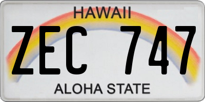 HI license plate ZEC747