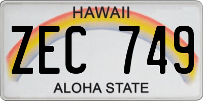 HI license plate ZEC749